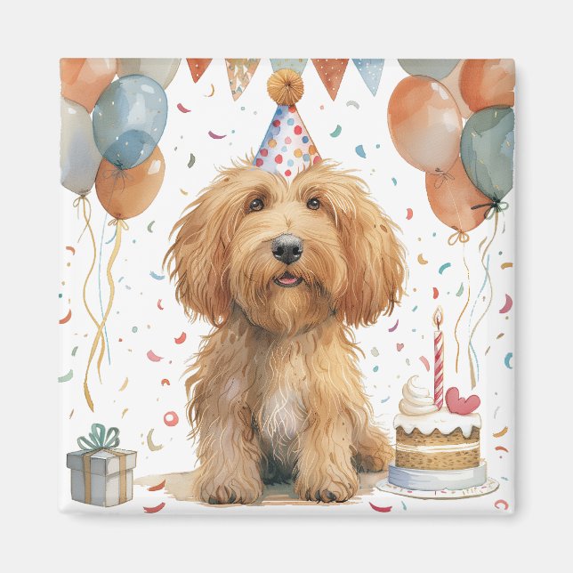 Birthday Goldendoodle Dog Magnet (Front)