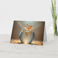 Birthday Goldfish Jumping Out of Fishbowl