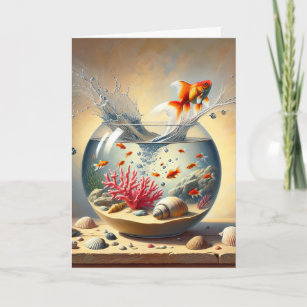 Birthday Goldfish Jumping Out of Fishbowl Card