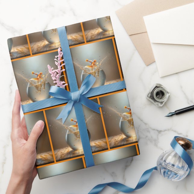 Birthday Goldfish Jumping Out of Fishbowl Wrapping Paper (Gifting)