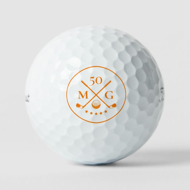  Birthday Golf 40th 50th 60th Monogram Orange Balls (Front)