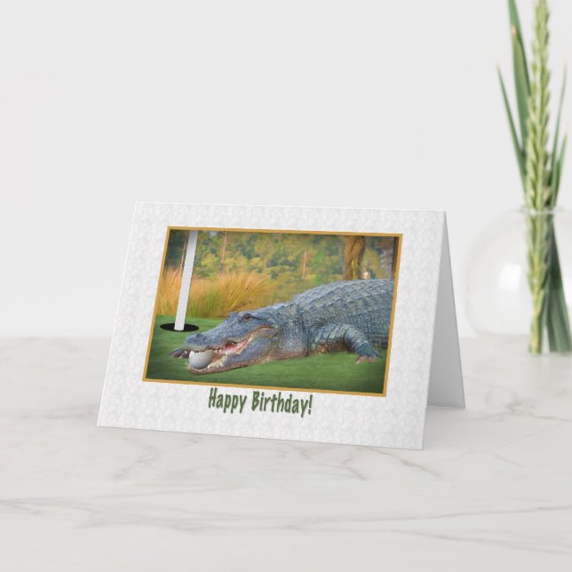 Birthday, Golf, Alligator Card (Front)