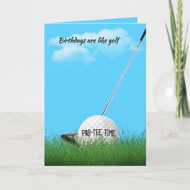 Birthday Golf Ball and Club Card (Front)
