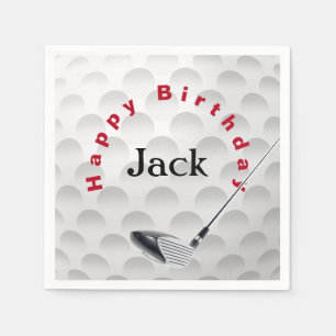 Birthday Golf Ball And Club Napkin