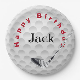 Birthday Golf Ball And Club Paper Plate