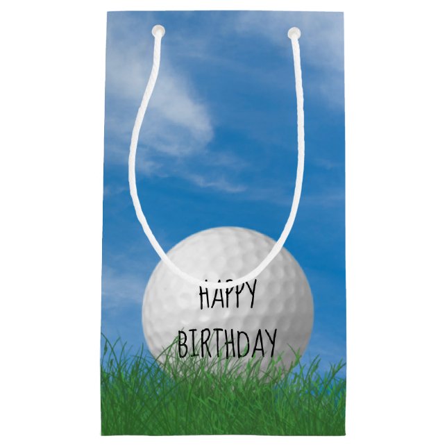 birthday golf ball in grass with sky background small gift bag (Front)