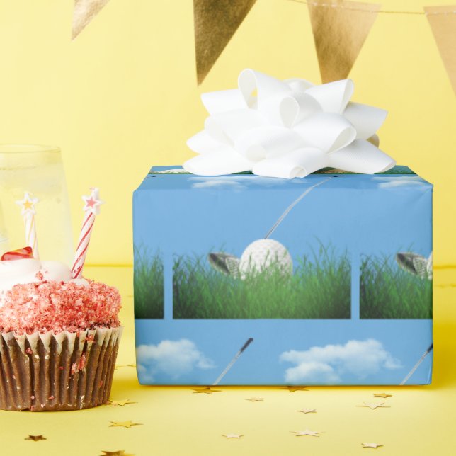 Birthday Golf Ball In Grass Wrapping Paper (Birthday Party)