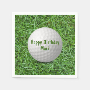 Birthday Golf Ball on Grass Napkin