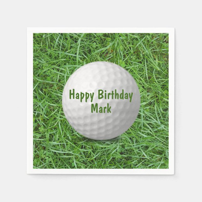 Birthday Golf Ball on Grass Napkin (Front)