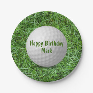 Birthday Golf Ball on Grass Paper Plate