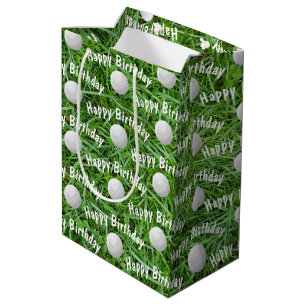 Birthday Golf Balls on Grass Medium Gift Bag