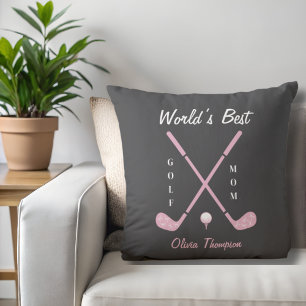 Birthday Golf Mum Pink Golf Club Bows Custom Cushion