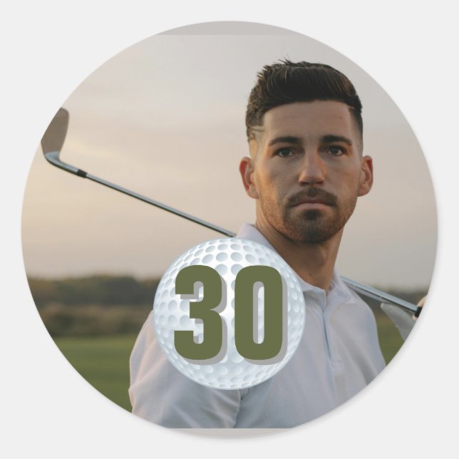 Birthday Golf Party Fun Classic Round Sticker (Front)