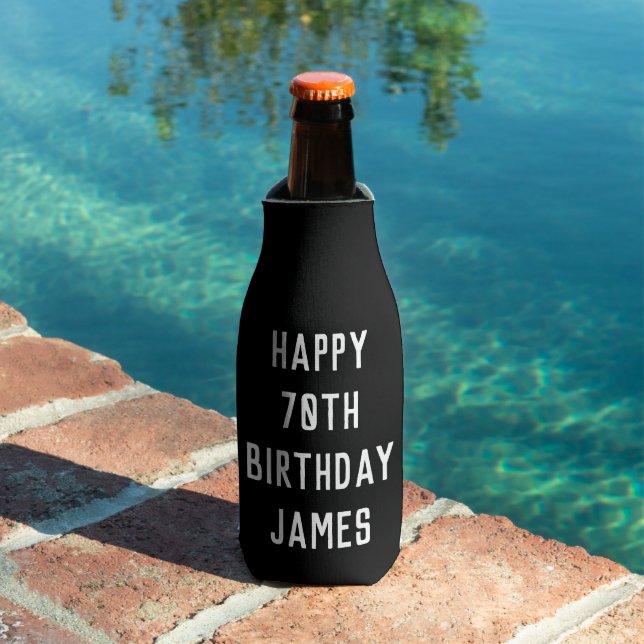 Birthday Golfer 70th Elegant Black Dad Stylish Bottle Cooler (In Situ Pool)