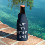 Birthday Golfer 70th Elegant Navy Blue Dad Stylish Bottle Cooler<br><div class="desc">Navy Blue 70th birthday bottle cooler. Perfect for dad, grandad, stepdad. Golfer gift idea. You can personalise the year.</div>