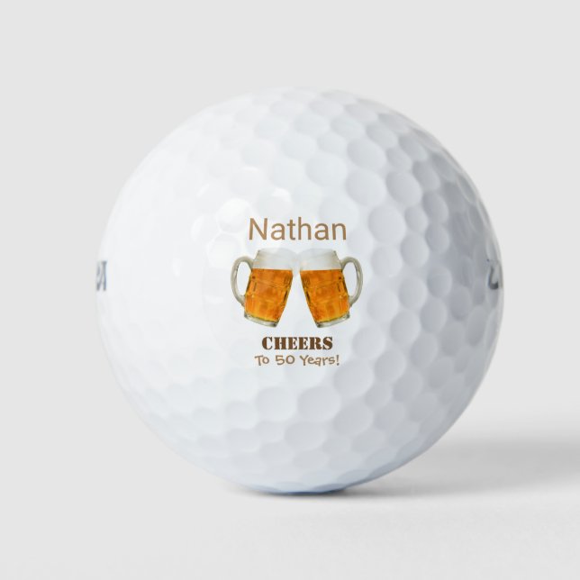 Birthday Golfer Beer Cheers Golf Balls (Front)