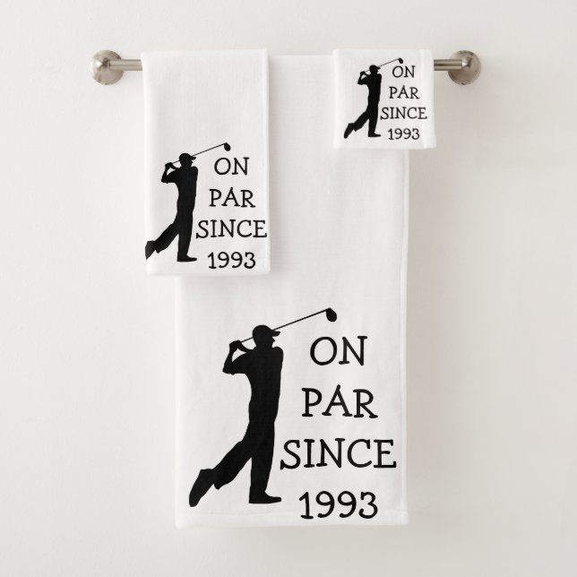 Birthday Golfer Funny 30th happy Dad Par Bath Towel Set (Insitu)