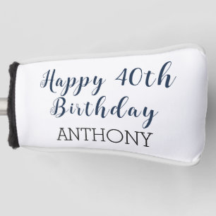 Birthday Golfer Funny 40th Forty Navy Blue Black G Golf Head Cover