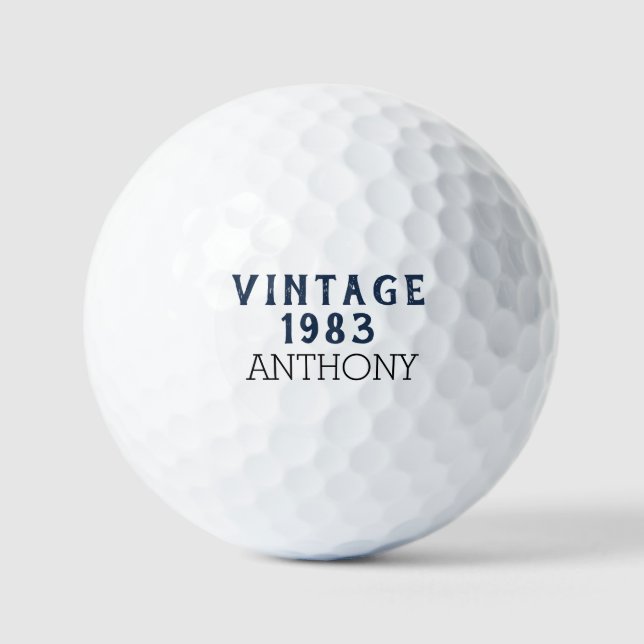 Birthday Golfer Funny 40th Forty Navy Blue Black Golf Balls (Front)