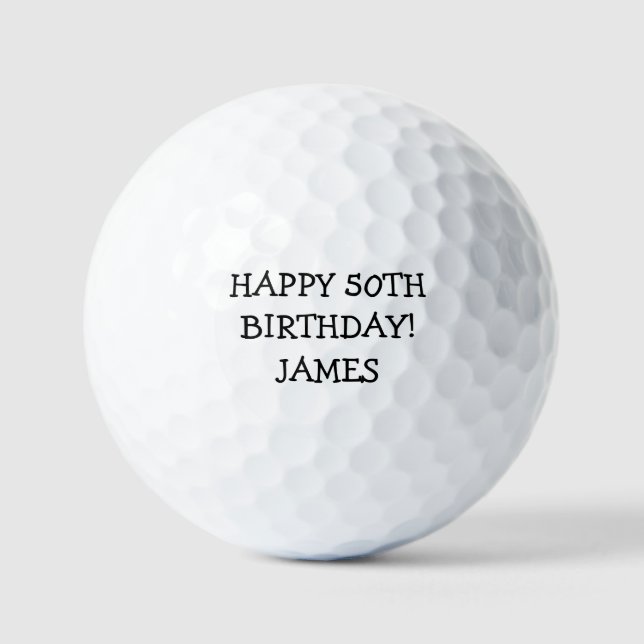 Birthday Golfer Funny 50th Black Dad  Golf Balls (Front)