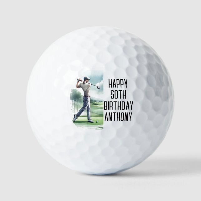 Birthday Golfer Funny 50th happy Dad Golf Balls (Front)