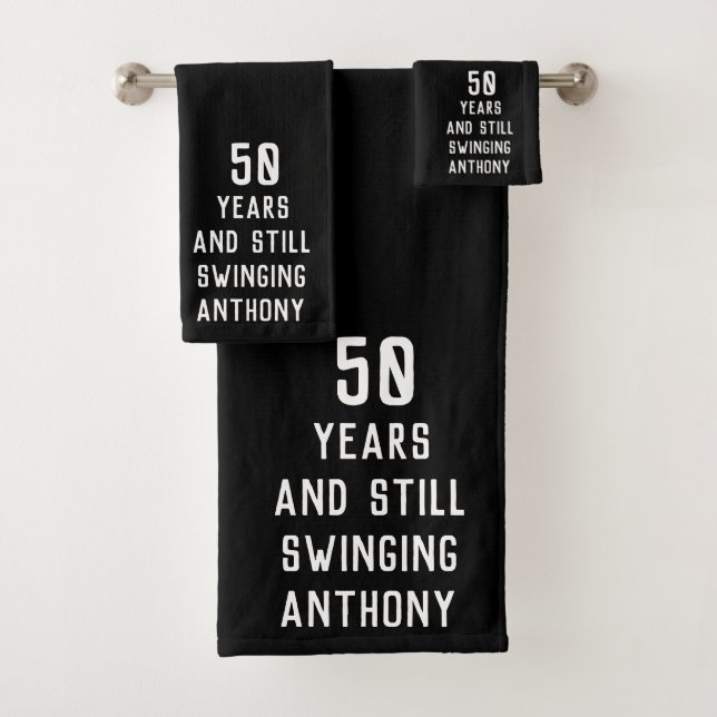 Birthday Golfer Funny 50th happy Dad Par Bath Towel Set (Insitu)