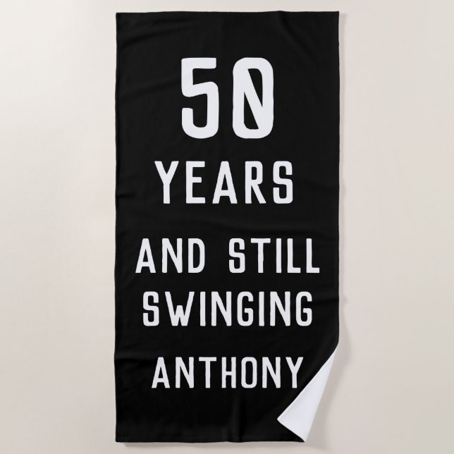 Birthday Golfer Funny 50th happy Dad Par Beach Towel (Front)
