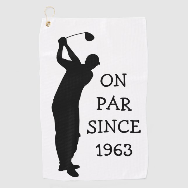 Birthday Golfer Funny 60th happy Dad Par Humour Golf Towel (Front)