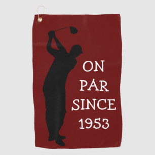Birthday Golfer Funny 70th happy Dad Par Burgundy Golf Towel