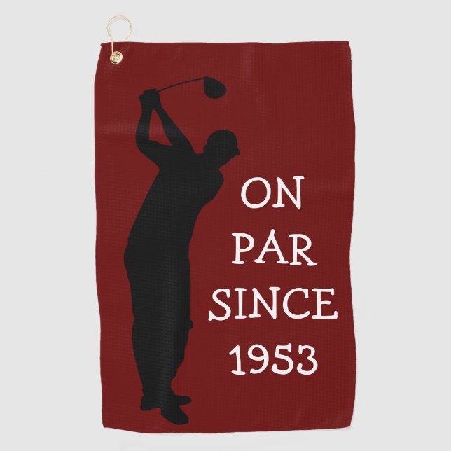 Birthday Golfer Funny 70th happy Dad Par Burgundy Golf Towel (Front)