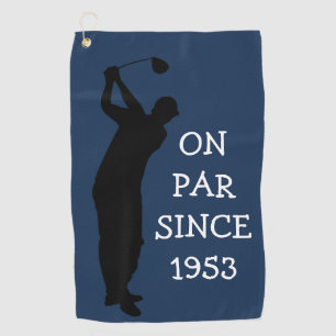 Birthday Golfer Funny 70th happy Dad Par Navy Golf Towel
