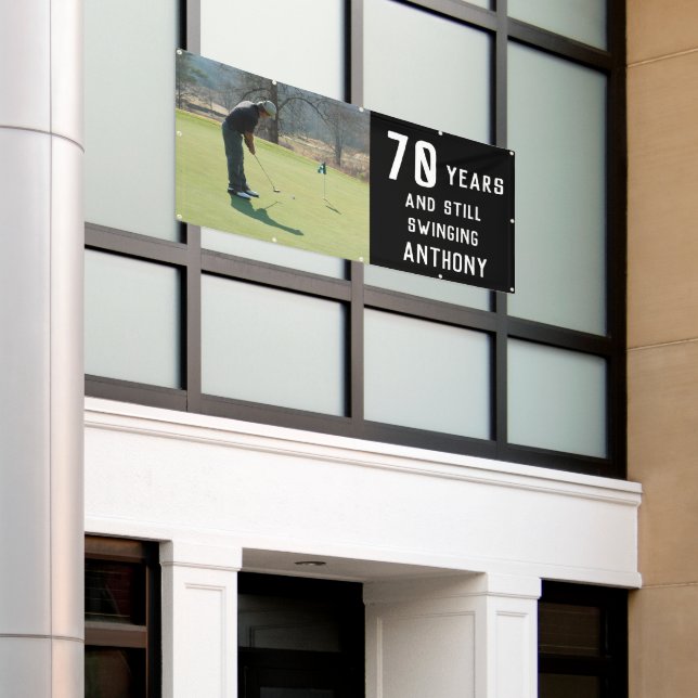 Birthday Golfer Funny 70th happy Dad Par Photo Banner (Outside Building)