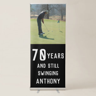 Birthday Golfer Funny 70th happy Dad Par Photo Retractable Banner