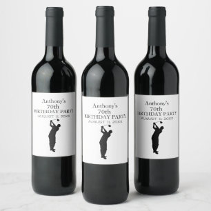 Birthday Golfer Funny 70th happy Dad Par Wine Label