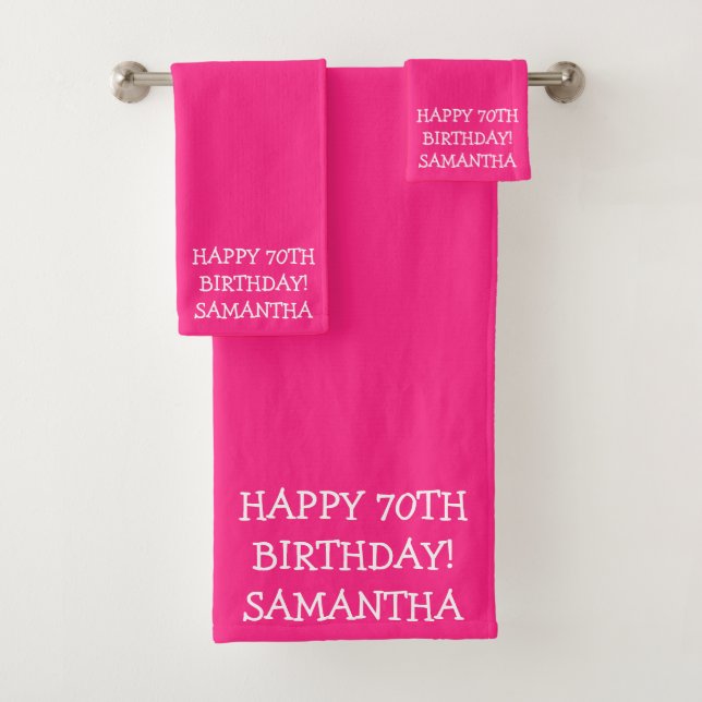 Birthday Golfer Funny 70th Pink Mum  Bath Towel Set (Insitu)