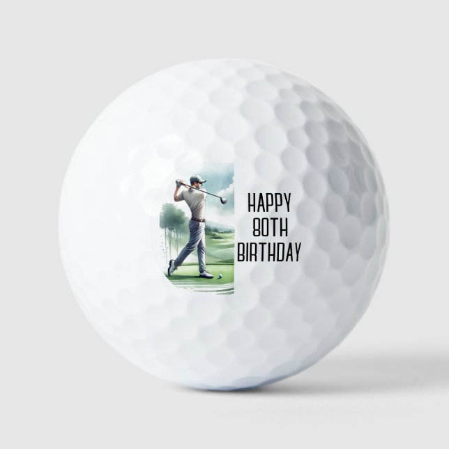 Birthday Golfer Funny 80th happy Dad Golf Balls (Front)