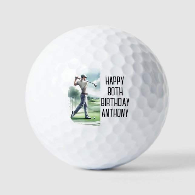 Birthday Golfer Funny 80th happy Dad Golf Balls (Front)