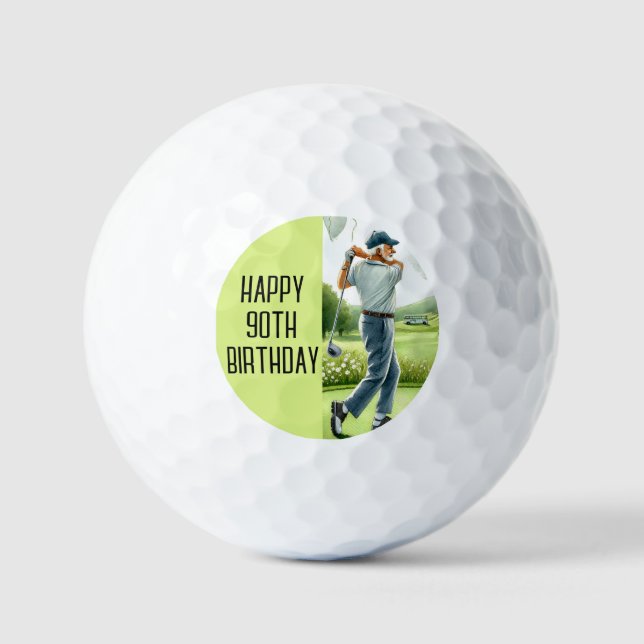 Birthday Golfer Funny 90th happy Dad Golf Balls (Front)