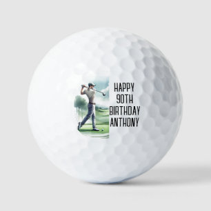 Birthday Golfer Funny 90th happy Dad Golf Balls