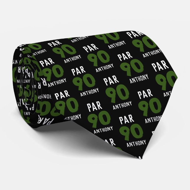 Birthday Golfer Green 90th happy Dad Par Tie (Rolled)