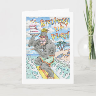 Birthday Gorilla Surfer Card
