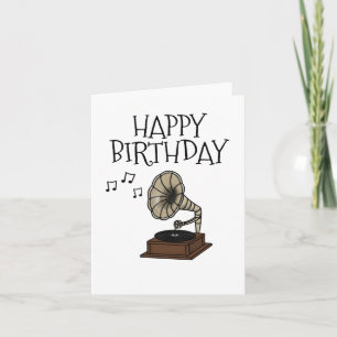 Birthday Gramophone Music Lover Musician Sticker Card