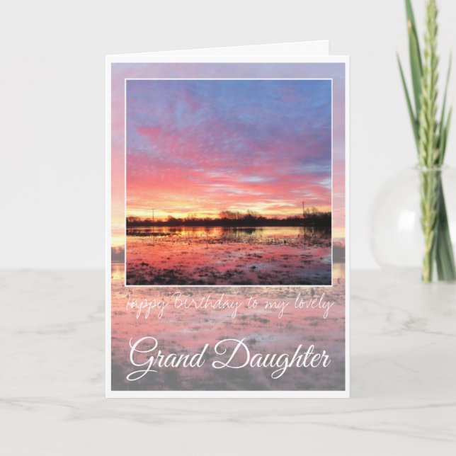Birthday Grand Daughter, Stunning Pink Sunrise. Card (Front)