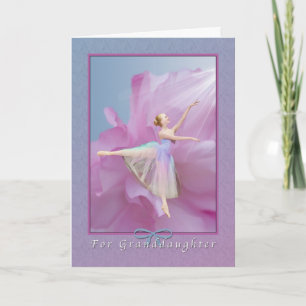 Birthday,  Granddaughter, Ballerina on Pink and Bl Card