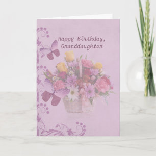 Birthday, Granddaughter, Basket of Flowers Card