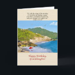 Birthday, Granddaughter, Beach, Hills, Birds Card<br><div class="desc">This beautiful isolated beach is a perfect place to sit and daydream and it makes a colourful birthday greeting card.   Feel free to change the inside verse to suit your needs.</div>