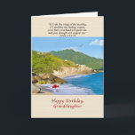 Birthday, Granddaughter, Beach, Hills, Birds Card<br><div class="desc">This beautiful isolated beach is a perfect place to sit and daydream and it makes a colourful birthday greeting card.   Feel free to change the inside verse to suit your needs.</div>