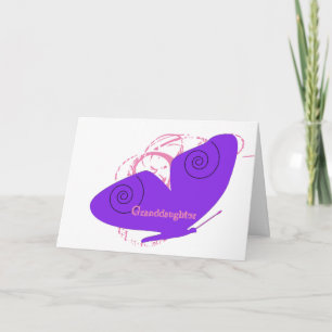 Birthday, granddaughter, big, purple butterfly. card