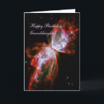 Birthday Granddaughter, Butterfly Nebula, Scorpius Card<br><div class="desc">Galaxies, Stars and Nebulae series NGC 6302, more popularly called the Bug Nebula or the Butterfly Nebula, lies within our Milky Way galaxy, roughly 3800 light-years away in the constellation of Scorpius. The central dying star cannot be seen, because it's hidden within a doughnut-shaped ring of dust, which appears as...</div>