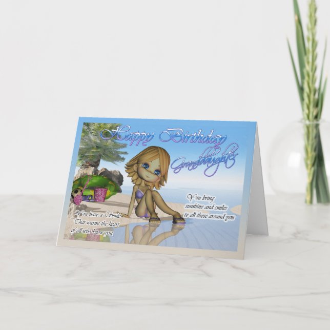 Birthday Granddaughter Cutie Pie Collection beach Card (Front)